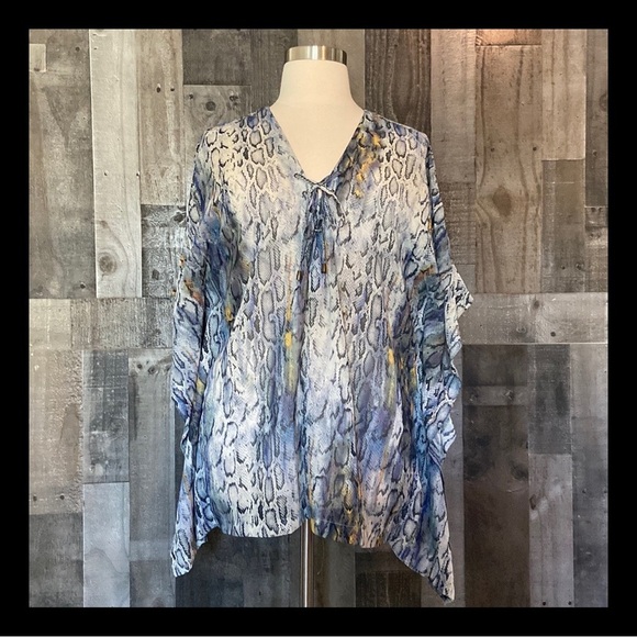 RACHEL Rachel Roy flowy top large sheer snakeskin boho chic dark feminine witchy - Picture 1 of 13